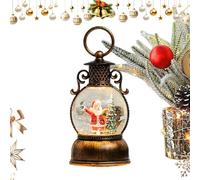 Christmas Snow Globe Lantern, 6 Hour Timer with Music, Glitter Decor for Under Tree Mantel Living Room Bedroom Windowsill, Holiday Decoration Adults, Sparkling Snow Globe Accent for Home