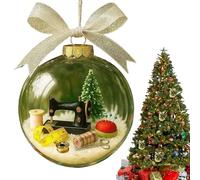 Christmas Snow Globe Ornament, 3.94in Holiday Sewing Snow Globe Clear Ornaments, Ball Craft Decoration Hangable Keepsake for Tailor Shop Art School Home Balcony Patio Garden Farmhouse Use