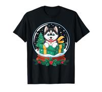 Christmas Snow Globe Siberian Husky X-Mas Tree Huskies T-Shirt