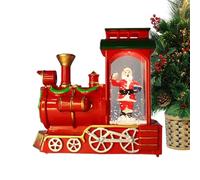 Christmas Snow Lantern - Lighted Vintage Train Snow Scene, Musical Santa Decoration with Rolling Glitter Effect, Festive Ornament for Tabletop Shelf, Charming Holiday Decor for Home and Office,4.92x4