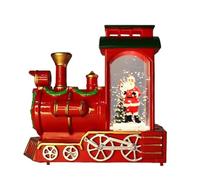 Christmas Snow Lantern - Lighted Vintage Train Snow Scene, Musical Santa Decoration with Rolling Glitter Effect, Festive Ornament for Tabletop Shelf, Charming Holiday Decor for Home and Office,4.92x4