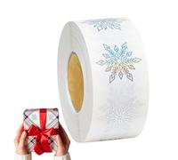 Christmas Snowflake Stickers | 500pcs Round Glitter Adhesive Labels Roll | Winter Holiday Scrapbook Stickers for Gift Box Cards Envelope Crafts Party Decor