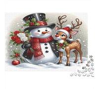 Christmas Snowman Colourful Snowman & Reindeer 1000 Pcs Adult Jigsaws Classic Educational Games Brain Development 52x38cm/1000pcs
