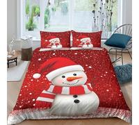 Christmas snowman Ensemble De Literie Confortable Microfibre Hypoallergique 3 pièces Festive holiday design Parure de Lit avec Fermeture Éclair Résistante for Chambre Adulte Single（140x200cm）