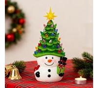 Christmas Snowman Night Light - Resin Tabletop Lamp, Festive Resin Snowman Tree Decoration Night Lamp | Tabletop Holiday Light for Family Living Room, Bedroom, Home Festival Display, Party, or Seasona