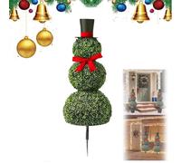 Christmas Snowman Topiary Trees,30inch Artificial Snowman Shaped Topiaries with Red Bow Santa Hat,Indoor Outdoor Plants Christmas Decorations for Home Porch Yard (1, 30in)