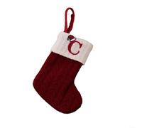 Christmas Socks Red Snowflake Alphabet Knitting Stocking Christmas Tree Pendant(C)