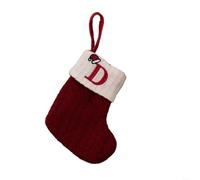 Christmas Socks Red Snowflake Alphabet Knitting Stocking Christmas Tree Pendant(D)