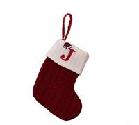 Christmas Socks Red Snowflake Alphabet Knitting Stocking Christmas Tree Pendant(J)