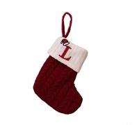Christmas Socks Red Snowflake Alphabet Knitting Stocking Christmas Tree Pendant(L)