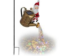 Christmas Solar Kettle Lights Garden Lawn Decorative Lights, Waterproof Solar Powered Santa Watering Can Kettle Light for Lawn Outside Walkway Pathway Decorations