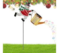 Christmas Solar Kettle Lights - Snowman Lantern Stakes, Multi-Color Outdoor Glow, Waterproof Decorative LED for Garden Yard Patio Backyard Porch Walkway, Holiday Solar Decor, 32.28x9.45 Inches