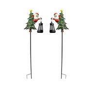 Christmas Solar Stake Light - 2 Pieces Tree Santa Lantern Decor