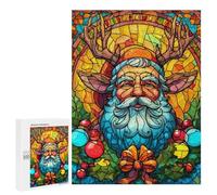 Christmas Stained Glass Santa-1 Puzzle 1000 Pièces Educa Jouet en Bois Cadeau Unique Décoration Intérieure Jeu Éducatif Challenge Toy Adultes Et Enfants À Partir De 14 Ans 500 PCS
