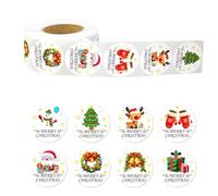 Christmas Sticker Roll, 500 Pieces Water-Resistant Holiday Decals, Festive Stickers for Envelopes Cards Wall, New Year Decorations and Gift Wrapping, 0.98x0.98 inches