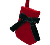 Christmas Stocking With Bow 15x19cm Soft Fabric Festive Colors | Lightweight fabric easy to hang sturdy loop for fireplace tree staircase red green options reusable annual decor