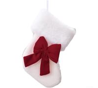 Christmas Stocking With Bow 15x19cm Soft Fabric Festive Colors | Lightweight fabric easy to hang sturdy loop for fireplace tree staircase red green options reusable annual decor