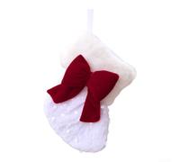 Christmas Stocking With Bow 15x19cm Soft Fabric Festive Colors | Lightweight fabric easy to hang sturdy loop for fireplace tree staircase red green options reusable annual decor