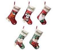 Christmas Stockings Traditional - 5 Piece Candy Gift Bags Set | Classic Christmas Sock Bags for Chocolates Prizes Goodie Stuffers Tree Mantle Family Holiday Party Decoration Celebration, Multicolor