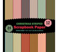 Christmas Striped Scrapbook Paper: Xmas Colors Stripes Patterns for Origami, Mixed Media, Journals, Collages, Decoupage - 12 Designs - 2 Sheets/Design - 8.5"x8.5"
