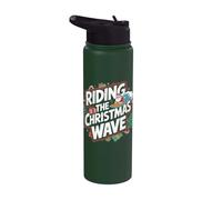 Christmas Surfer - Riding The Christmas Wave Stainless Steel Insulated Water Bottle