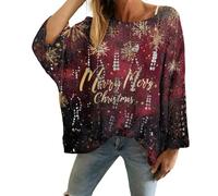 Christmas Sweaters for Women Crochet Knitted Long Sleeve Print Pullover Tops Cozy Embroidery Oversized Sweatshirts