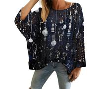 Christmas Sweaters for Women Crochet Knitted Long Sleeve Print Pullover Tops Cozy Embroidery Oversized Sweatshirts