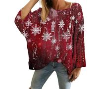 Christmas Sweaters for Women Crochet Knitted Long Sleeve Print Pullover Tops Cozy Embroidery Oversized Sweatshirts