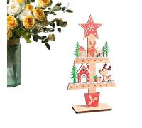Christmas Table Decorations with Reindeer | Christmas Wooden Tabletop Sign with Tree | Desk Ornament for Shelf Farmhouse Mantel Home Party Seasonal Display
