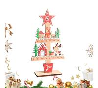 Christmas Table Decorations with Reindeer, Wooden Christmas Novelty Decorations Accessories with Tree, Rustic Winter Centerpiece for Counter Party Farmhouse Shelf Mantel