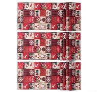 Christmas Table Runners 33x183cm Cartoon Plaid Polyester | Festive Cartoon Plaid Print, Polyester, Easy Clean, 3-pack, pour ideal For Holiday Parties And Home Decor