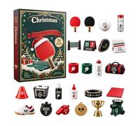 Christmas Table Tennis Advent Calendars 2026, 2D Flat Acrylic Ornaments | 24 Days Sports Festive Countdown Calendar Christmas Tree Ornaments for Home Party Decorations