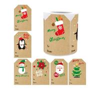 Christmas Tags - 250 Removable Cartoon Name Stickers for Holiday Wrapping | Paper Gift Labels for Envelope Box Package Family Coworker Birthday Party Celebration, Festive Tagging Supplies