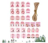 Christmas Tags | 30 Pieces Wooden Tagss with Rope and Holes | Winter Hanging Labels for Holiday, Birthday, Halloween Party Favors, Decorations, Family, Thank You Letter