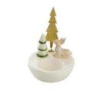 Christmas Taper Candle Holder - Ceramic Snowman and Reindeer Tea Light Centrepiece | Festive Holiday Decor for Dining Table, Desk, Mantel, Living Room and Office