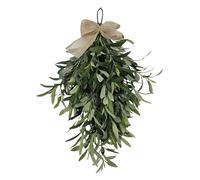 Christmas Teardrop Swag | Artificial Olive Wall Mounted Hanging | Holiday Garland Decoration, 60cm/23.62 Inches Green Olive Swag Wreath For Wedding, Birthday Party, Festival