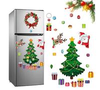 Christmas Themed Magnetic Sticker, Christmas Magnets Tree for Refrigerator Decorations, 2026 New Xmas Fridge Magnets Sticker Include Reindeer Santa Claus Gift Box (A)