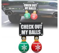 Christmas-Themed Trailer Hitch Ornament,Funny Check Out My Balls Christmas Hitch Cover Set,Novelty Holiday Seasonal Car Decoration,Trailer Hitch Accessory,Easy to Install for Trucks Cars Suvs Sedans