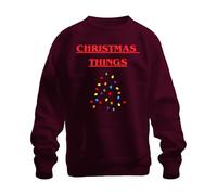 Christmas Things Guirlande lumineuse colorée Arbre de Noël Unisexe Sweat-shirt Pull, bordeaux, 3XL