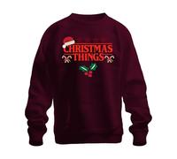 Christmas Things Santa Hat Stranger Demogorgon série Noël Sweat-shirt unisexe, bordeaux, XXL
