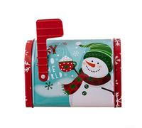 Christmas Tin Mailbox Candy Box With Flag Red Truck 9.5x13.5x8cm Metal | Weather-resistant tin construction festive mailbox design suitable for storing candies gifts crafts display or holiday