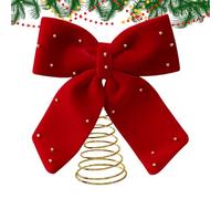 Christmas Topper, Red Large Ornament Decoration, Velvet Bow Tree Topper with Sparkling Accents, Christmas Tree Decoration, Holiday Decor with Festive Accent, Home Display for Mantle Table Shelf