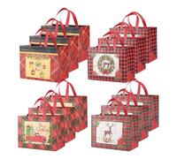 Christmas Tote Bags - 12 Piece Non-Woven Gift Sacks | Festive Wrapping with Handles, Ideal for Party Favors, Candy, Food Chocolate, Holiday, Treats for Adults & Kids, 32.5×25×17cm
