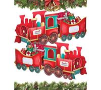 Christmas Train Gift Box, Cardboard Christmas Presents Trains, Gingerbread Style Gift Storage, Easy Assembly, Environmentally Friendly Material, for Home Christmas Decorations (Large,2pcs)