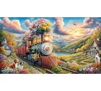Christmas-Train-in-Snowy-Landscape Papier recyclé Puzzle 1000 pièces Jeu Familial Amusant & Stimulant Beau Puzzle de décoration pour détente et décoration Murale 38x26/1000 pièces