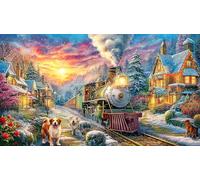 Christmas-Train-in-Snowy-Night Papier recyclé Puzzle 1000 pièces Idée Cadeau Parfaite Jeux éducatifs pour Femmes et Hommes Beau Puzzle de décoration 38x52/1000 pièces