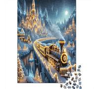Christmas Train Journey 1000Pc Jigsaw Puzzle for Adults Fantasy Train in Forest Impossible Hard Difficult & Educational Decompression 52x38cm 1000pcs