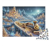 Christmas Train Ride Colourful Night Mountain Train 1000 Pcs Jigsaw for Adults & Kids Unique Challenging Fun Activity 70x50cm/1000pcs