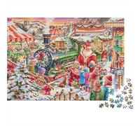 Christmas Train Scene Colourful Santa Train Market 1000 Pieces Jigsaw for Adults The Impossible Challenge Brain Development 52x38cm/1000pcs
