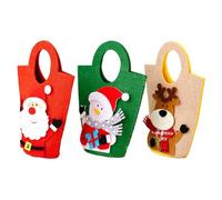 Christmas Treat Bags | Felt Christmas Party Favor Bags 3 Pieces | Fabric Basket Reusable Holiday- Themed for Classroom School Event Party Birthday Halloween Cookie Snack Popcorn